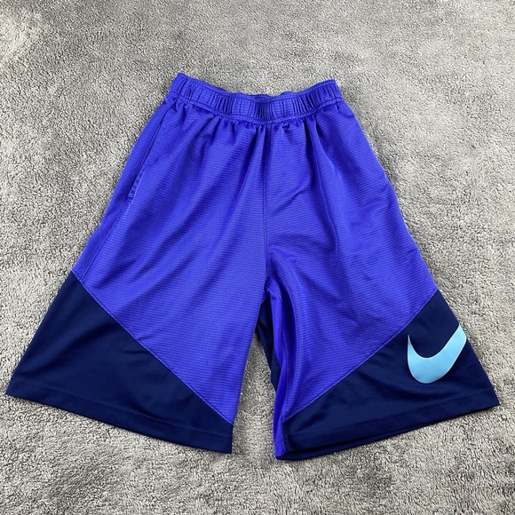 Nike Activewear Shorts Boys Youth Large Blue Purple Dri Fit Drawstring - Picture 1 of 16